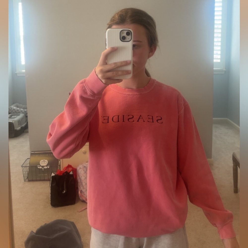 Seaside Coral and Navy Women's Crewneck Sweatshirt